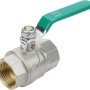 Kugelhahn 30,3 mm (Rp 1) PN25 2IG aus Messing mit grünem Griff für Sanitär und Bewässerung.
