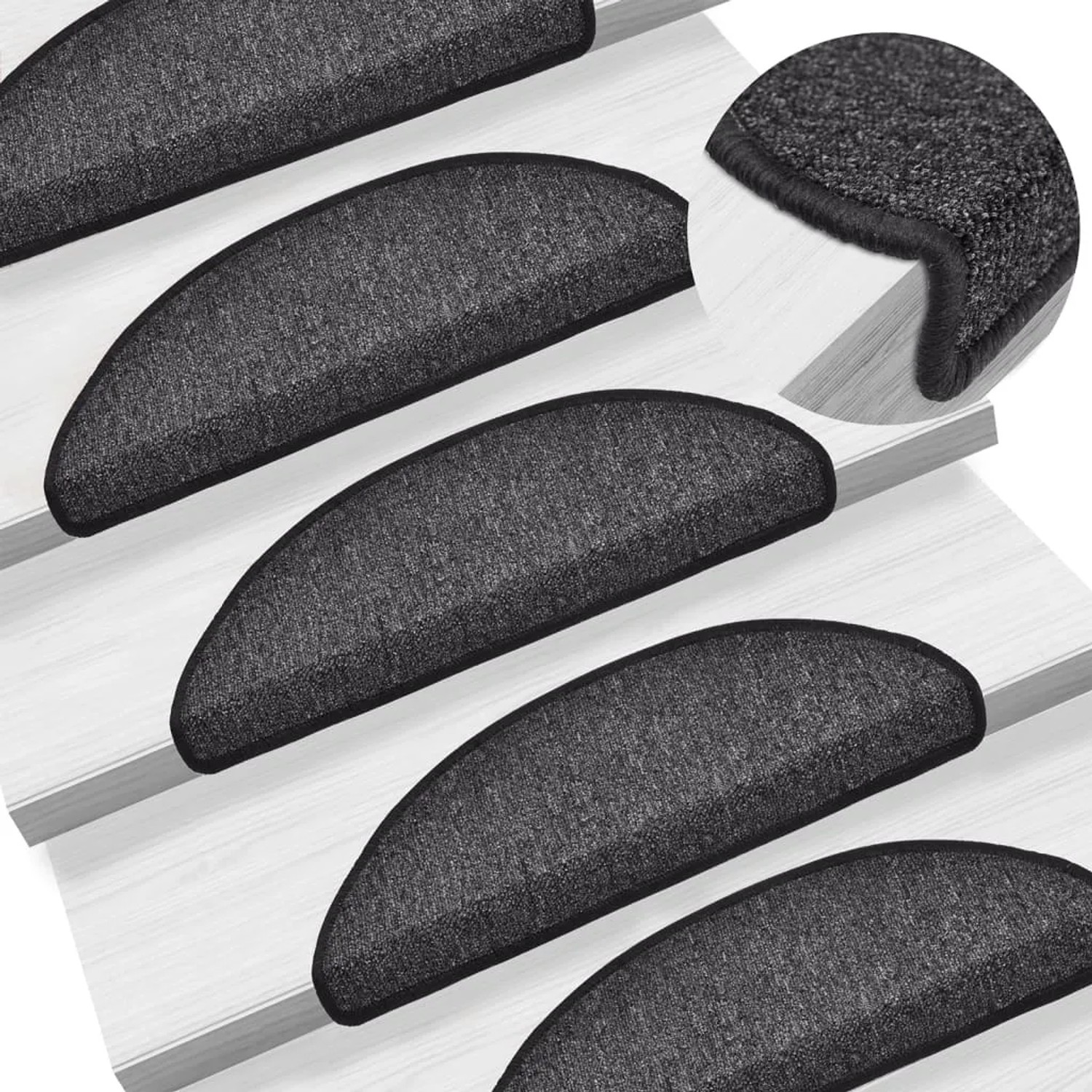 VidaXL Stufenmatten, 10er-Set, anthrazit, 56x17x3 cm. Treppenschutz und Dekoration.