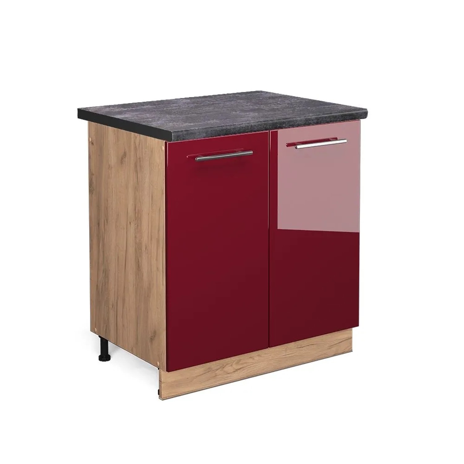 Vicco Spülenunterschrank Fame-Line Bordeaux Hochglanz Goldkraft Eiche 80 cm AP Anthrazit