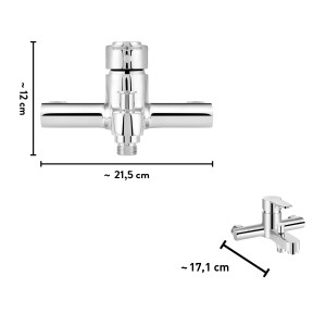 baliv Wannenarmatur WA-5890 Chrom, Aufputz-Einhebelmischer mit Maßangaben.