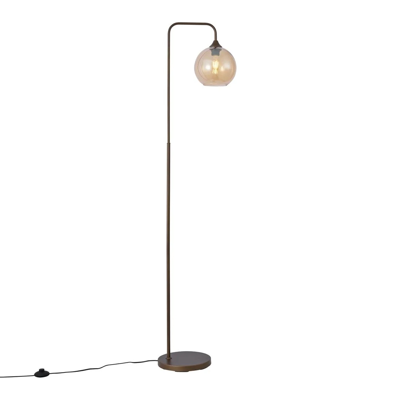 QAZQA Art Deco Stehleuchte Dunkelbronze mit Bernsteinfarbenem Glas Sandra