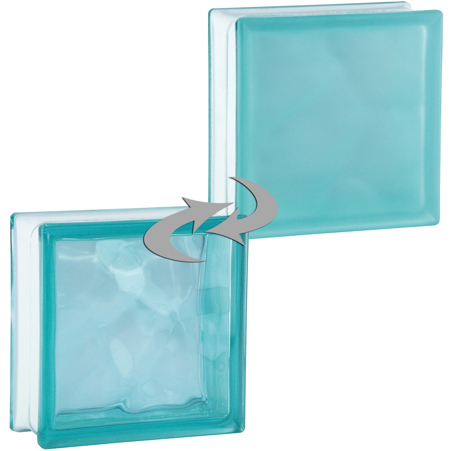 BM Glasstein Wolke Türkis 1-Seitig Satiniert 19 cm x 19 cm x 8 cm