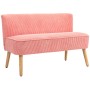 Rosa 2-Sitzer Sofa von HOMCOM mit Cordbezug und Holzfüßen für Wohnzimmer.