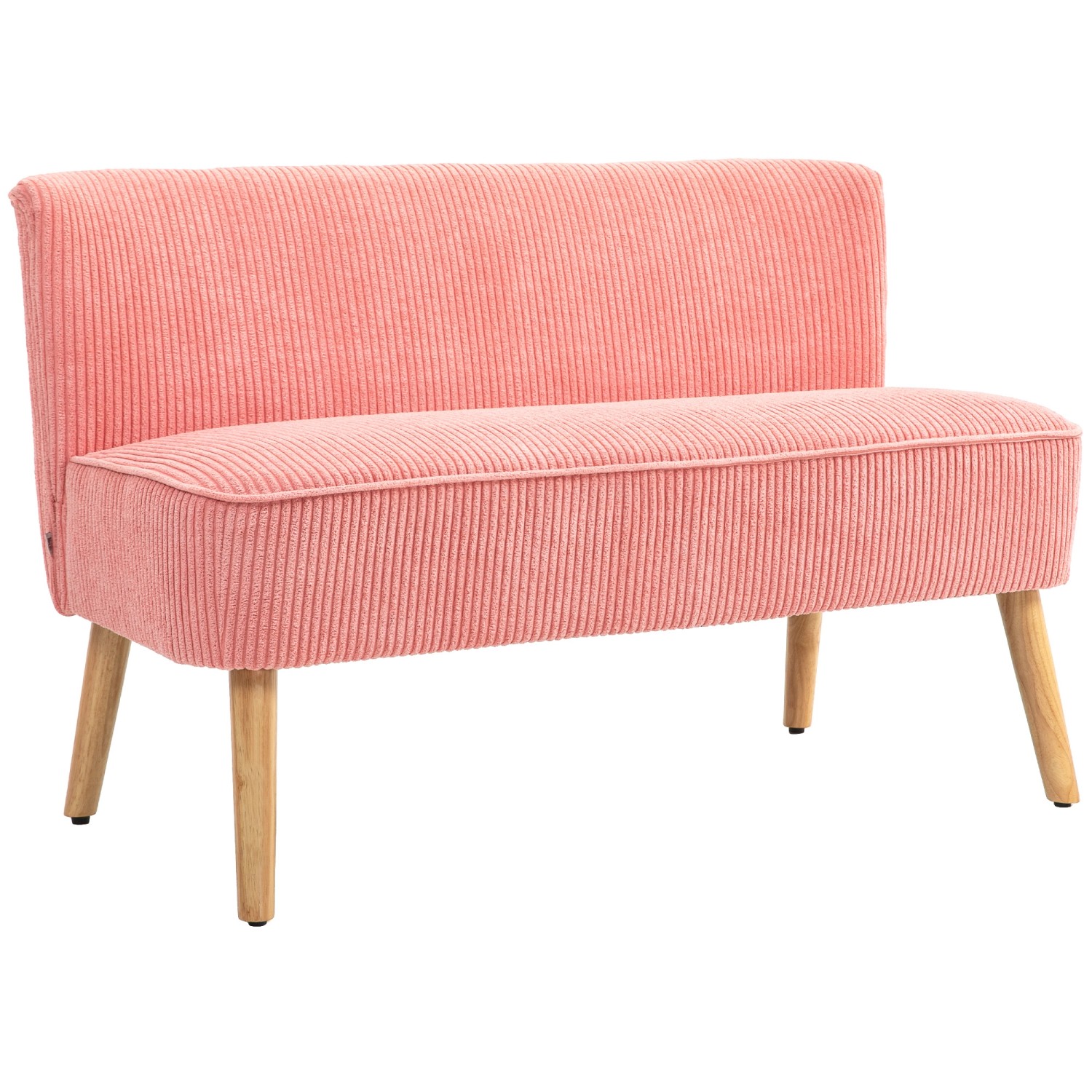 HOMCOM Sofa 2 Sitzer für Wohnzimmer 117 x 56 x 77 cm Holz Rosa günstig online kaufen