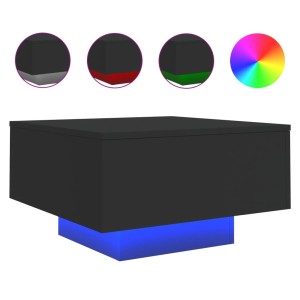 Schwarzer vidaXL Couchtisch mit LED-Beleuchtung, quadratisch, 55x55 cm.