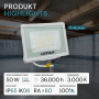 Weißer LUXULA LED Strahler 50W, 5000lm, 3000K, Slim Design, IP65, ideal als robuster Baustrahler.