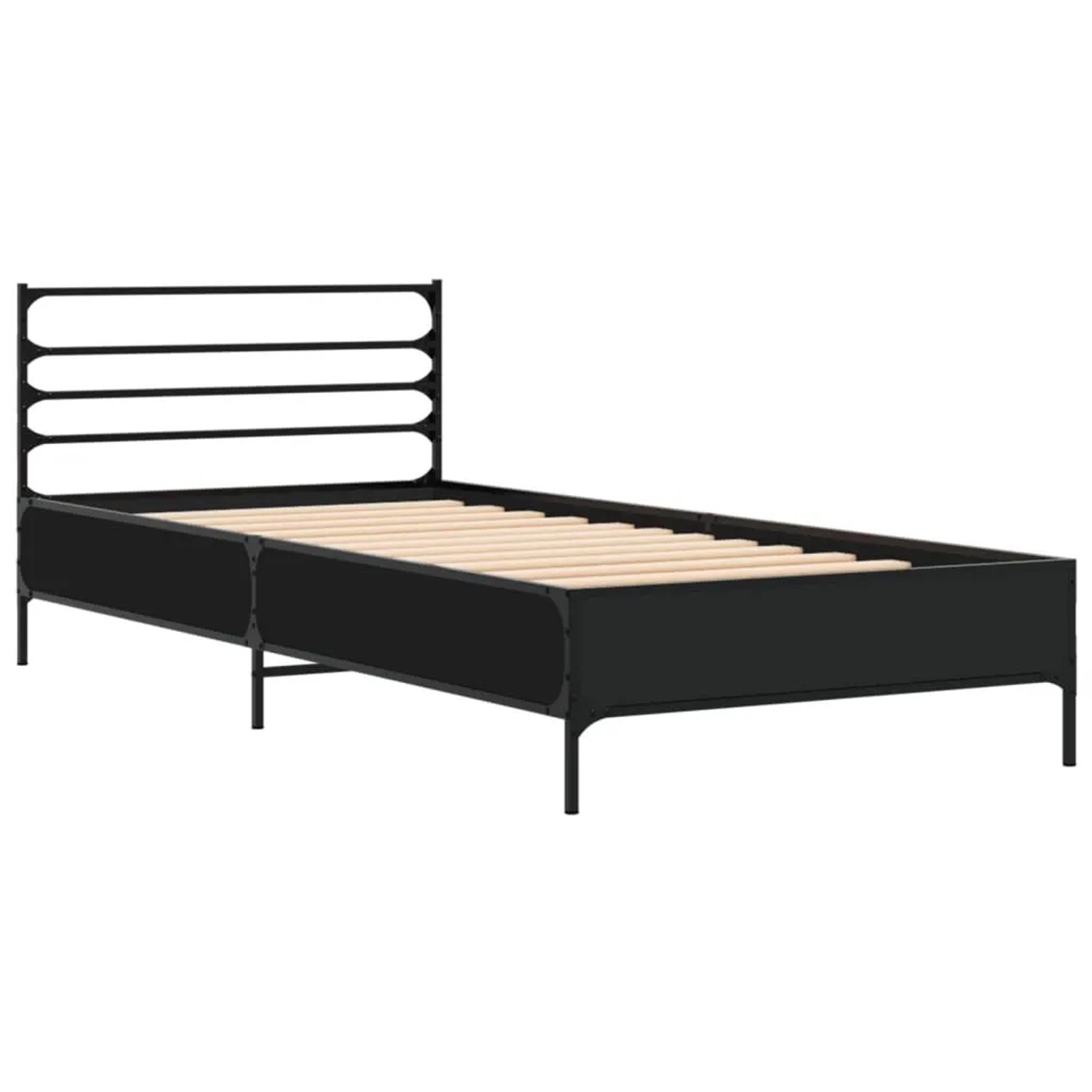 vidaXL Bettgestell Schwarz 90x200 cm Holzwerkstoff und Metall 845582 günstig online kaufen