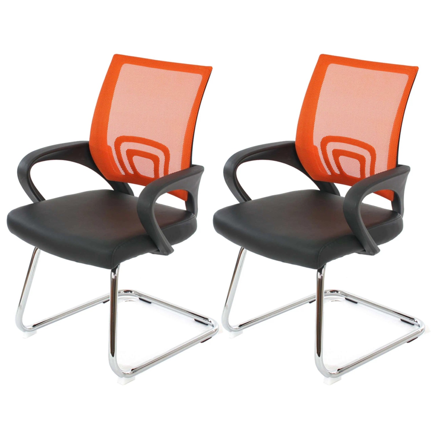 Mcw 2er-Set Konferenzstuhl Ancona Kunstleder Orange