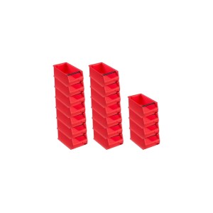 PROREGAL SuperSparSet: 18 rote Sichtlagerboxen (7,2 Liter) mit Griffstange, ideal für Werkstatt & Lager.