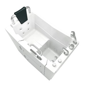 AquaVapore Sitzbadewanne mit Tür, Whirlpoolfunktion, Armaturen und Nackenstütze, 68x110cm.