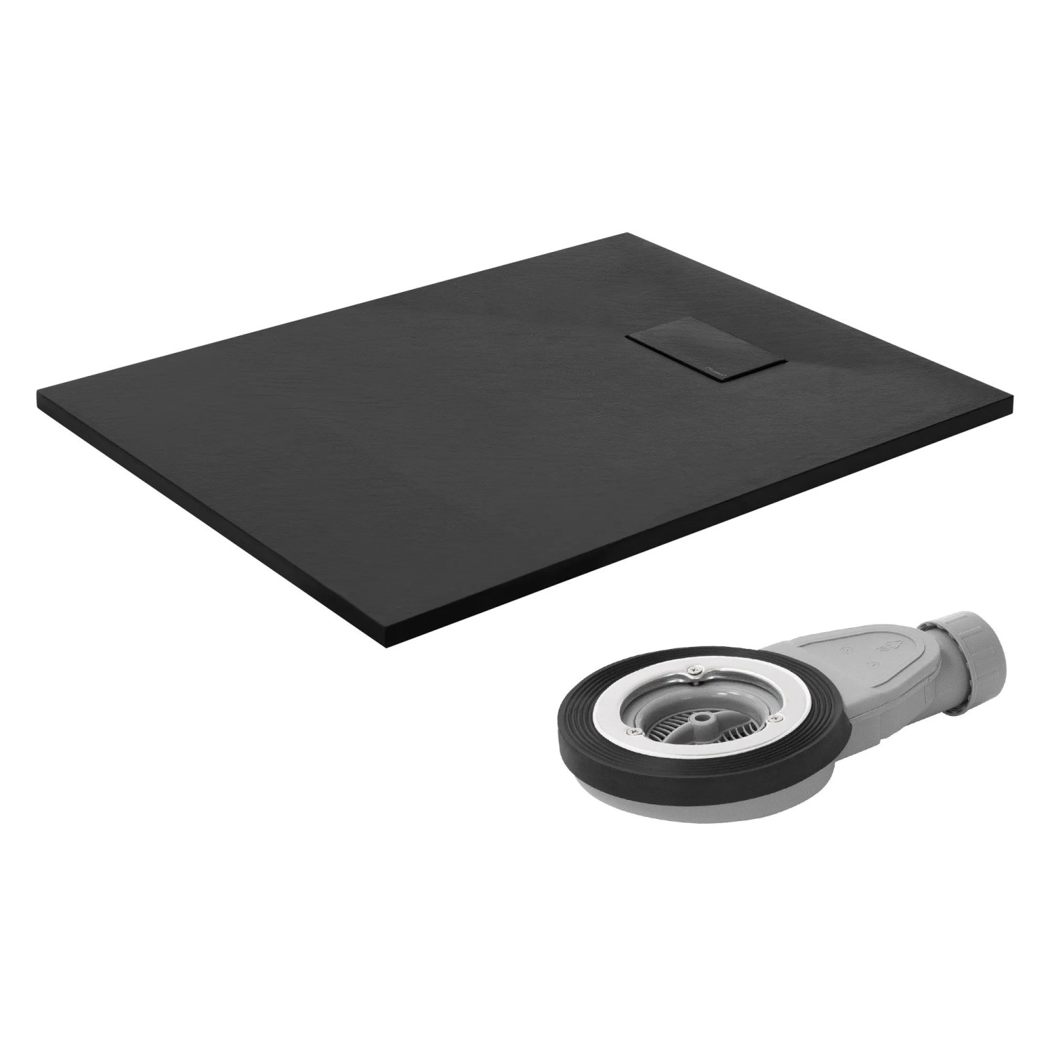 LuxeBath Duschwanne 100x80 cm Schwarz mit Ablaufgarnitur aus SMC H:3cm günstig online kaufen