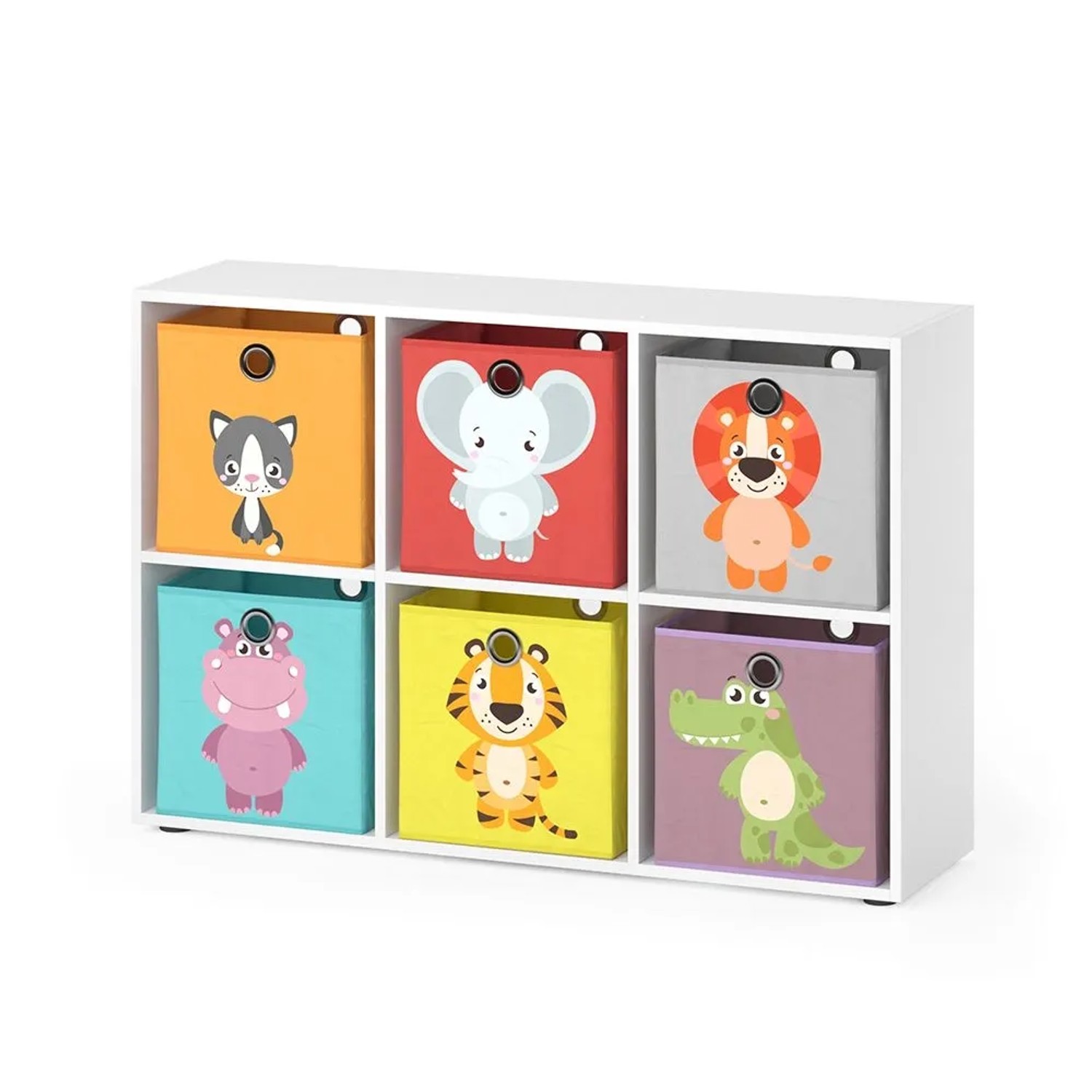 Vicco Kinderregal Weiß 72 x 108 mit 6 Faltboxen Art Nr 37028