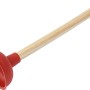 Roter Pömpel (Ausgussreiniger Classic) mit Holzstiel, 110 mm Durchmesser.