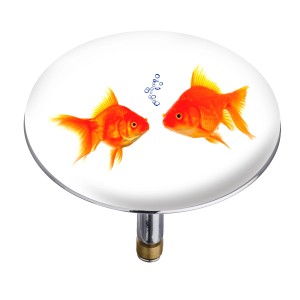Wenko Badewannenstöpsel mit Goldfisch-Motiv, verstellbarer Abflussstopfen