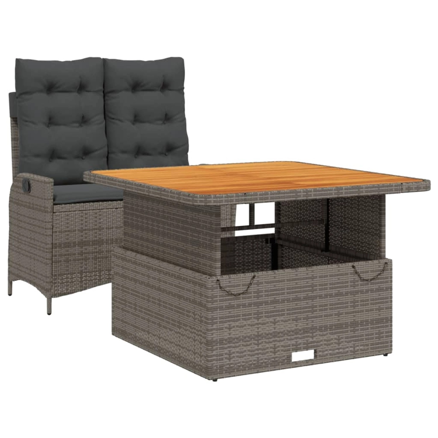 vidaXL 2-Tlg Garten-Essgruppe mit Kissen Grau Poly Rattan 3277463 günstig online kaufen