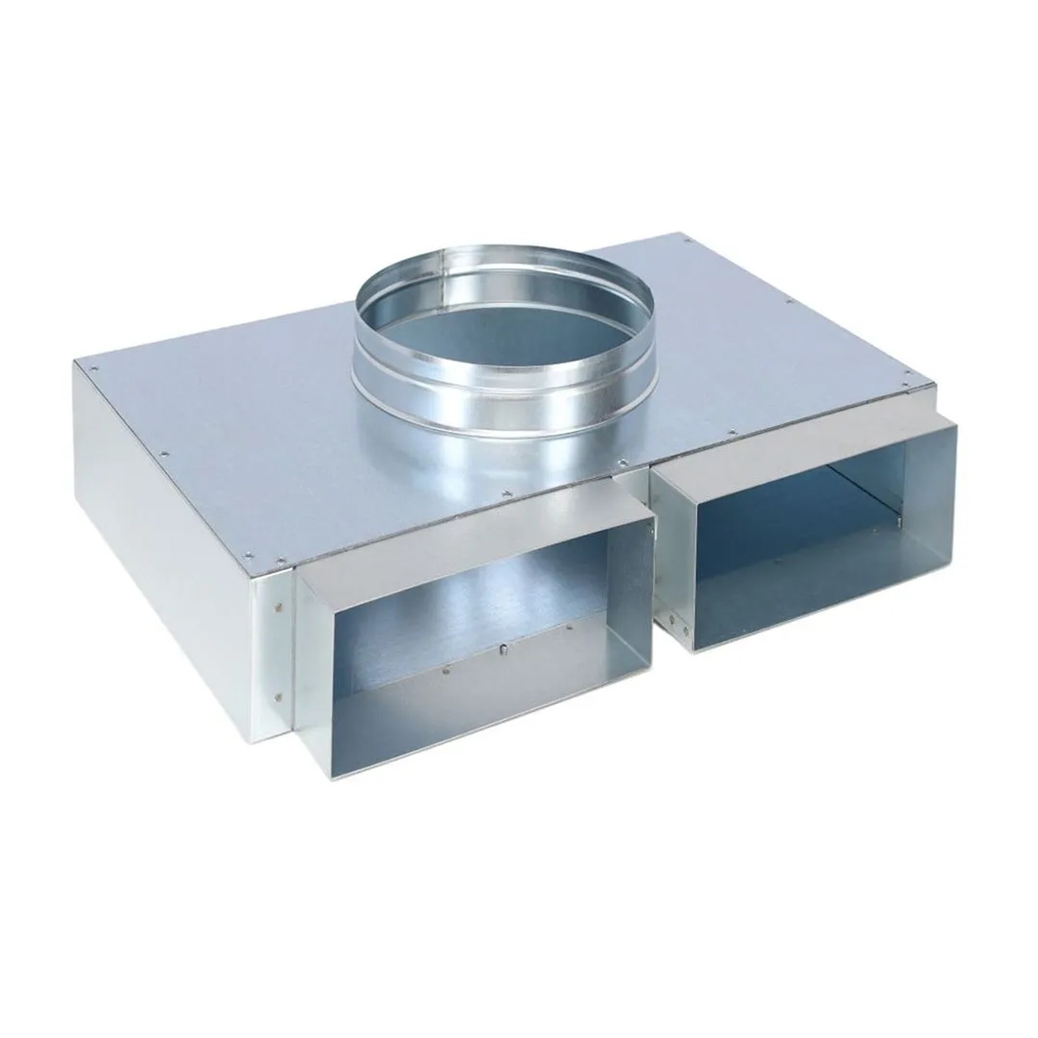 Subtiel Flachkanal Verteiler 200 x 90 mm Zwei Eingänge Ein Ausgang Ø 200 mm