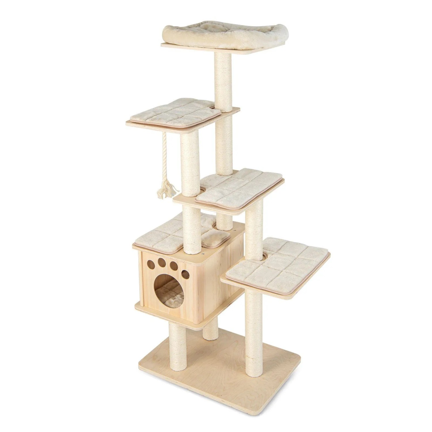 Costway 6-Stöckiger Kratzbaum Holz Beige Hoch 170 cm