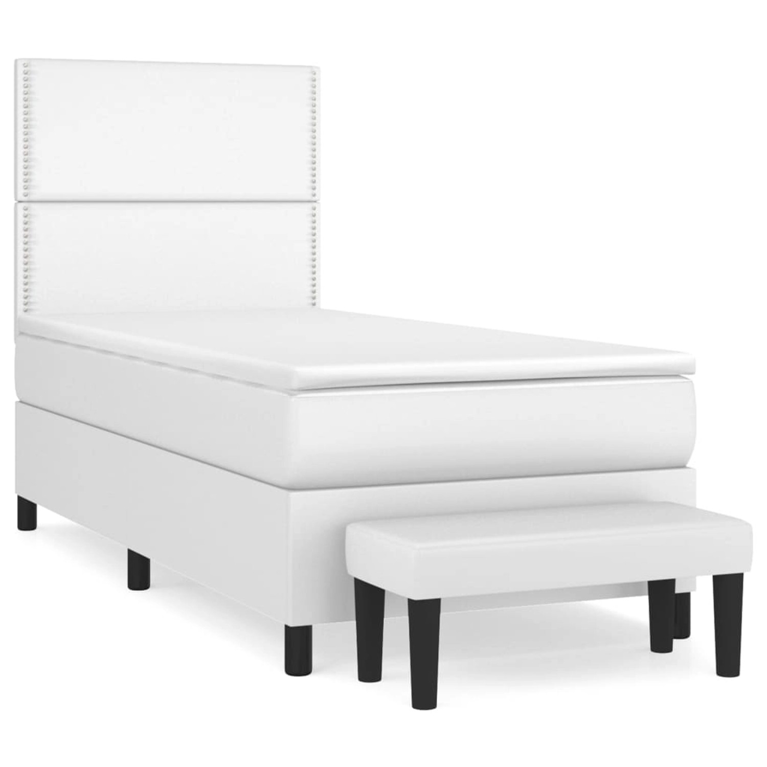 Thumbnail - vidaXL Boxspringbett mit Matratze Weiß 90x190 cm Kunstleder1466363