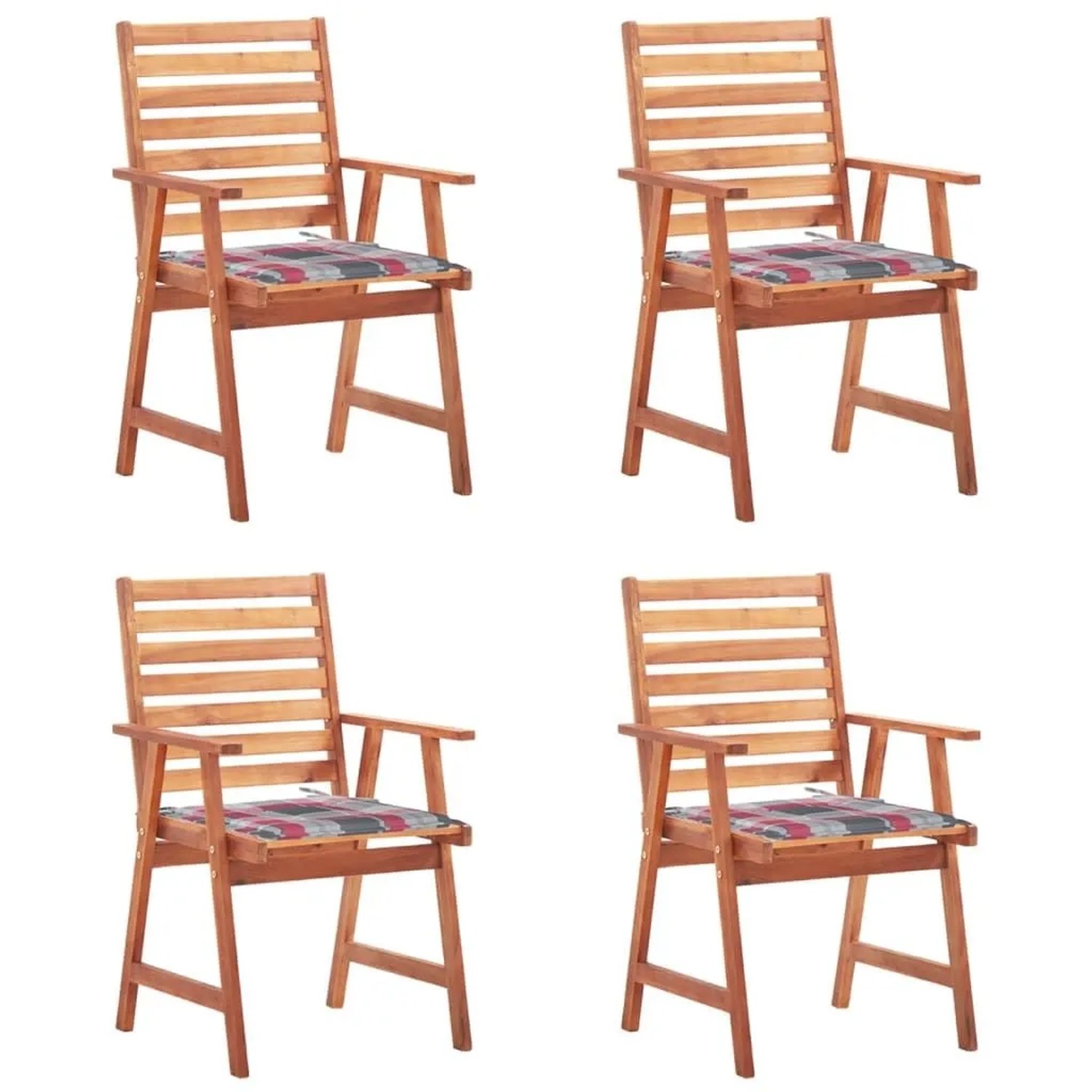 vidaXL Garten-Essstühle 4 Stk mit Kissen Massivholz Akazie 3078333