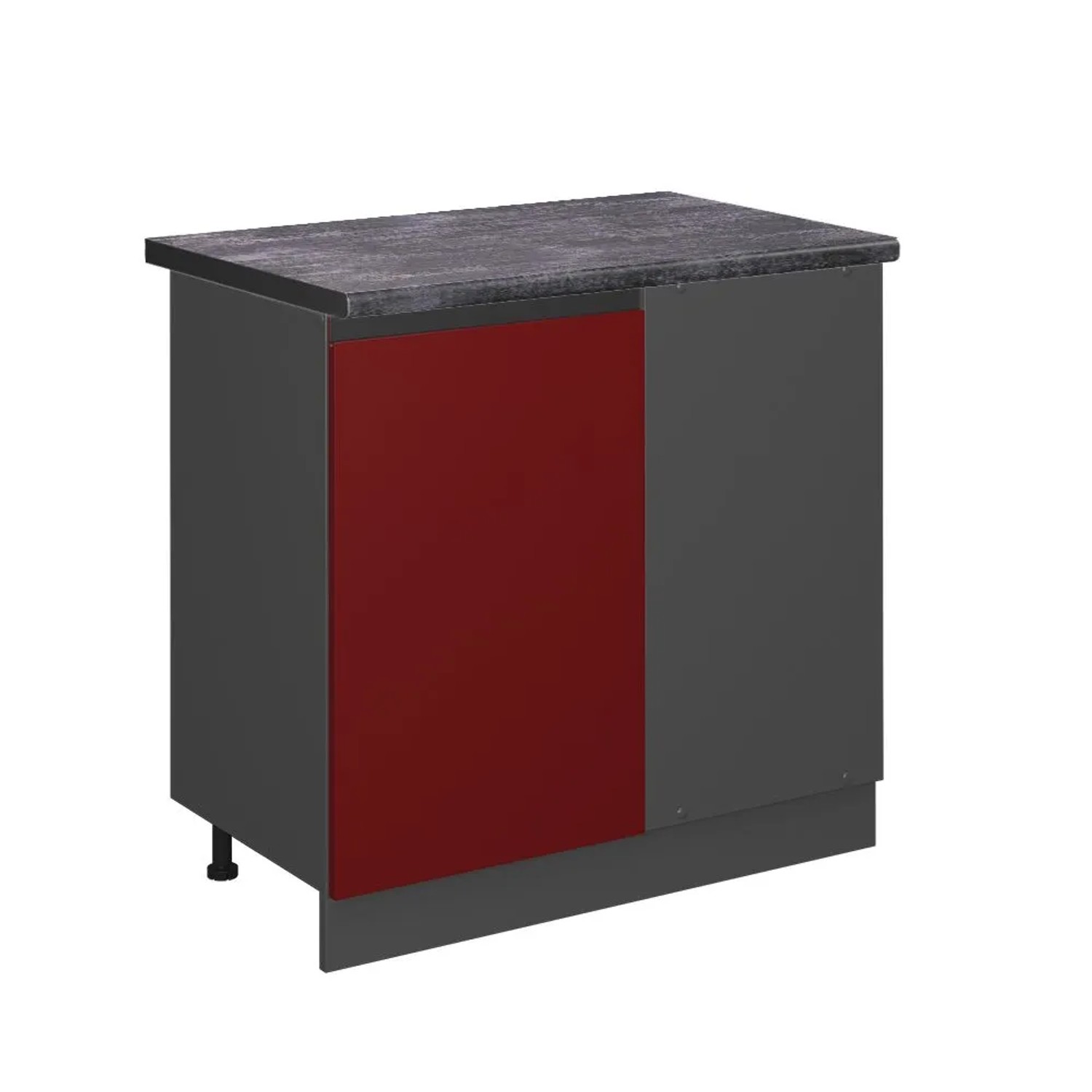 Vicco Eckunterschrank R-Line Küchen Eckschrank Rot Anthrazit 86 cm J-Shape AP Anthrazit