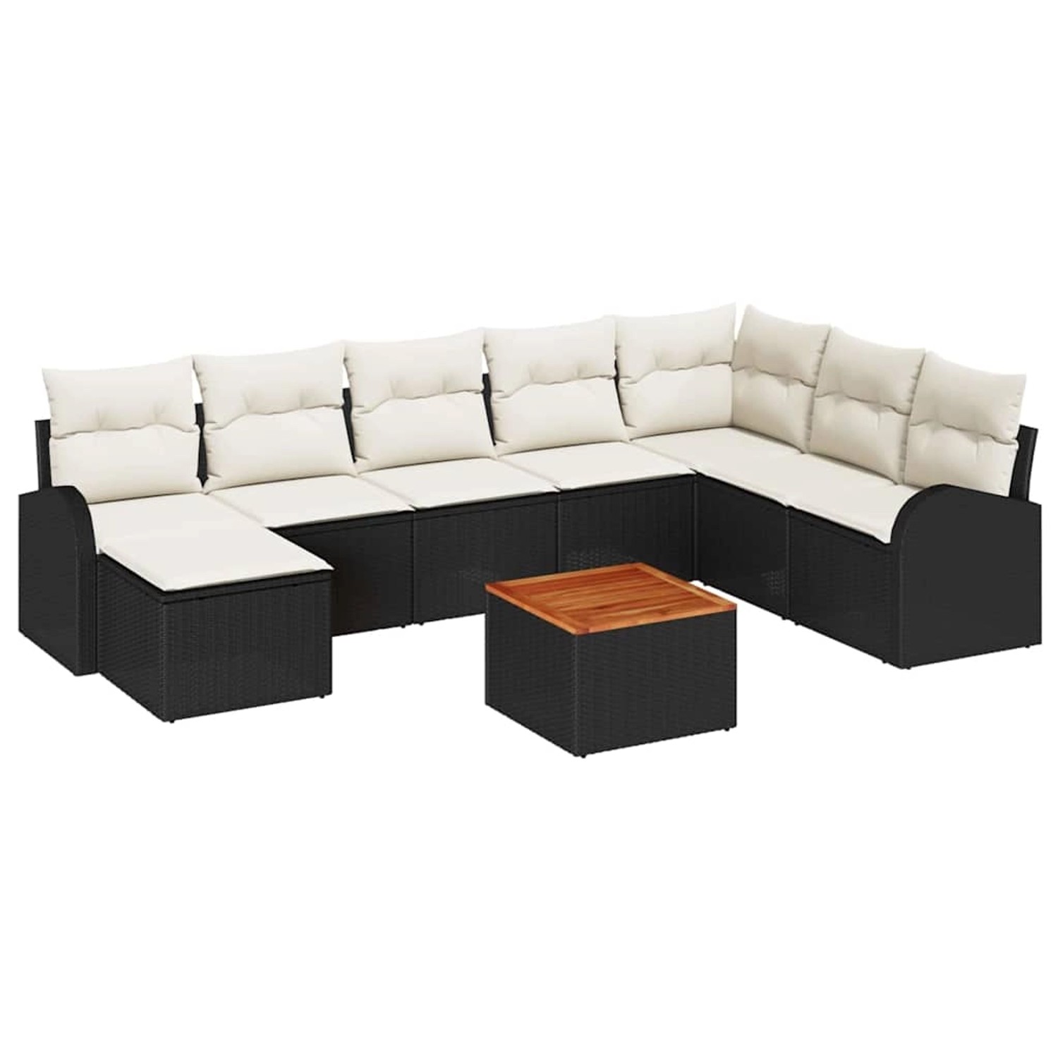 vidaXL Garten-Sofa-Set mit Kissen 9-Tlg Schwarz Poly Rattan 3347614 günstig online kaufen