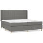 Dunkelgraues vidaXL Boxspringbett 200x200 cm mit Stoffbezug und Matratze.
