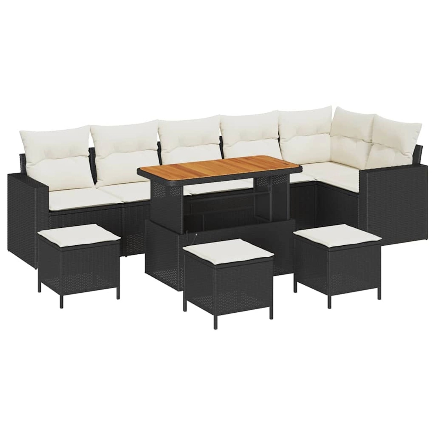 vidaXL Garten-Sofa-Set 10-Tlg Schwarz Poly Rattan 3361640 günstig online kaufen