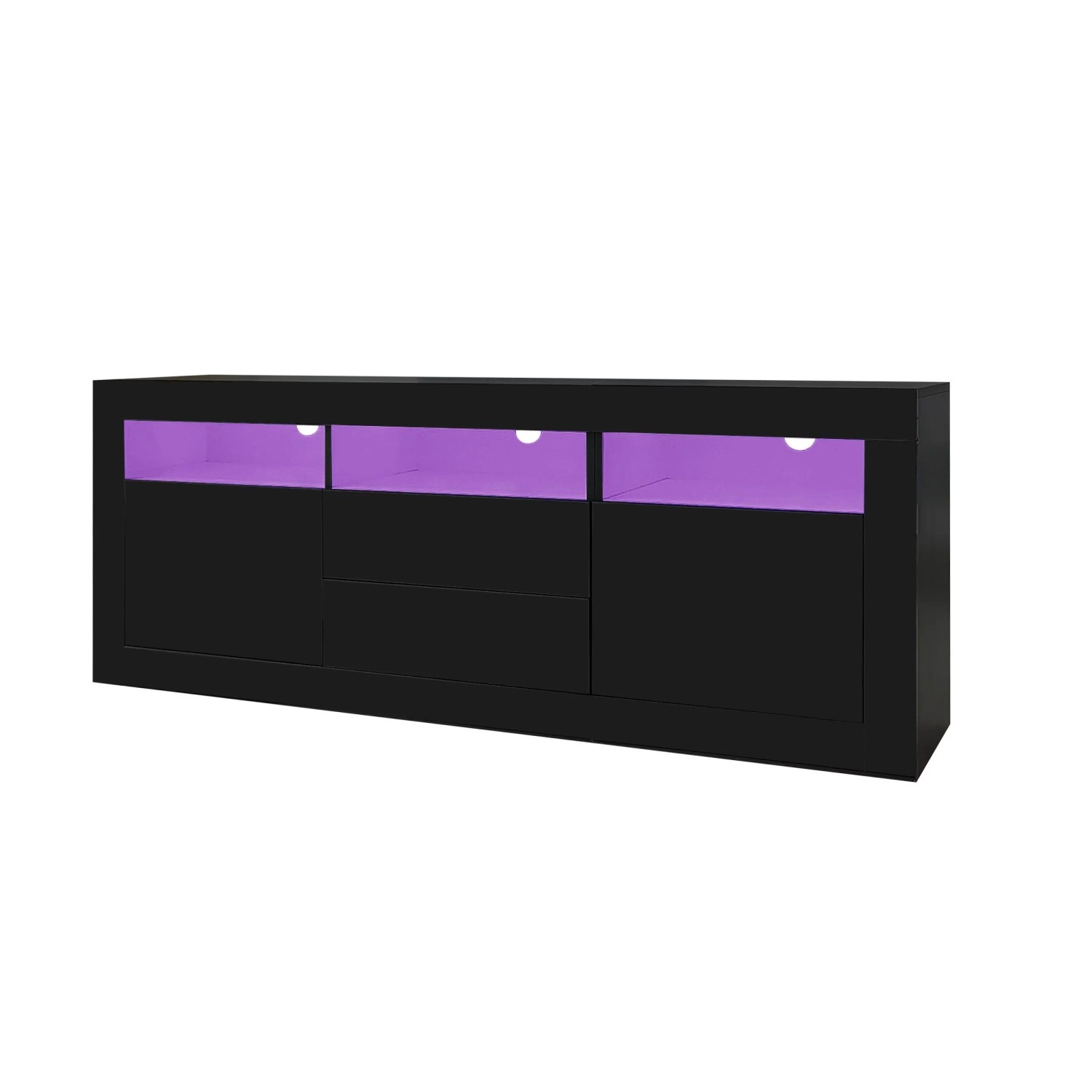 Merax TV Lowboard 160x35x60 cm LED 2 Türen 2 Schubladen Für 70 Zoll TV
