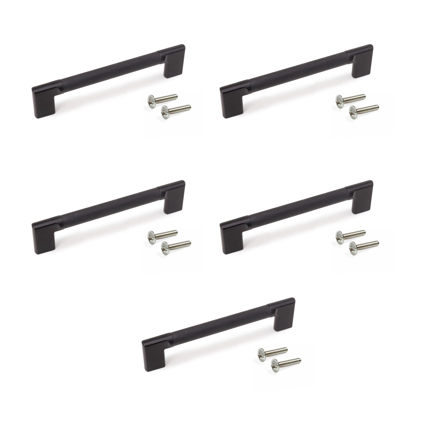 Emuca Lot von 5 Möbelgriffe Sofia L157 mm 128 mm Achsenabstand Aluminium Schwarz Lackiert