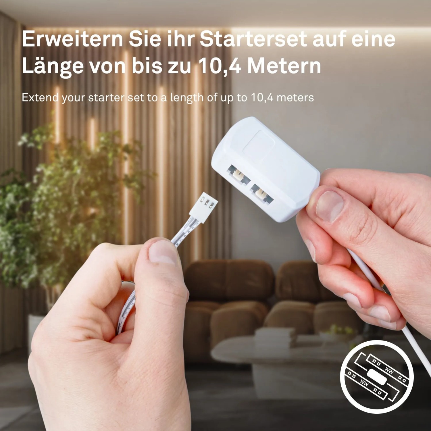 Briloner LED Band Ergänzungs-Set für Paneele, 2,6m, warmweiß, zur Erweiterung des Startersets.