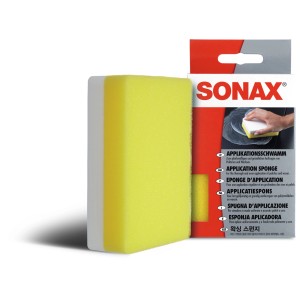 Sonax Applikationsschwamm für Autopflege: Gelb-weißer Schwamm zum Auftragen von Polituren.
