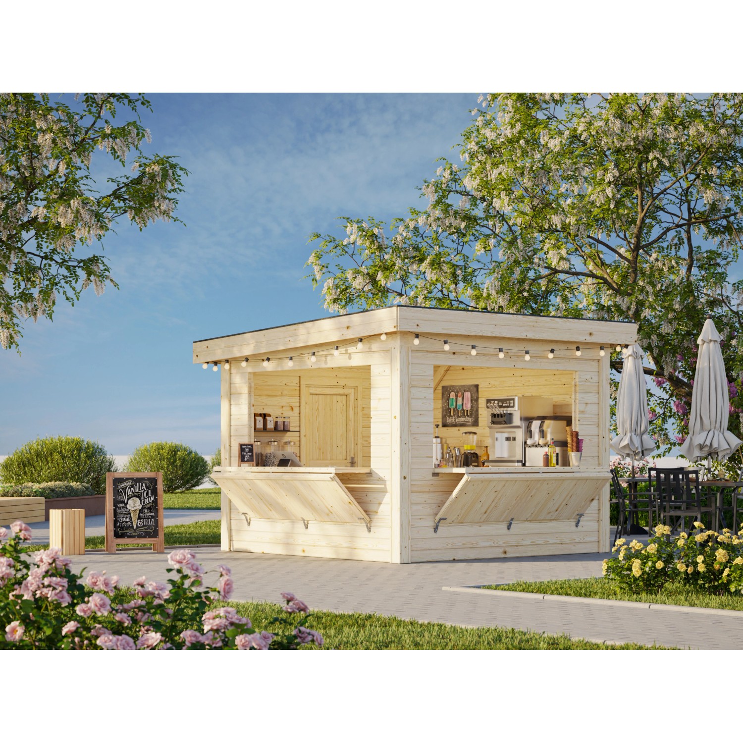 Palmako Marktstand Lenna Set 305 300 x 300 cm Lackiert Weiß FSC® günstig online kaufen