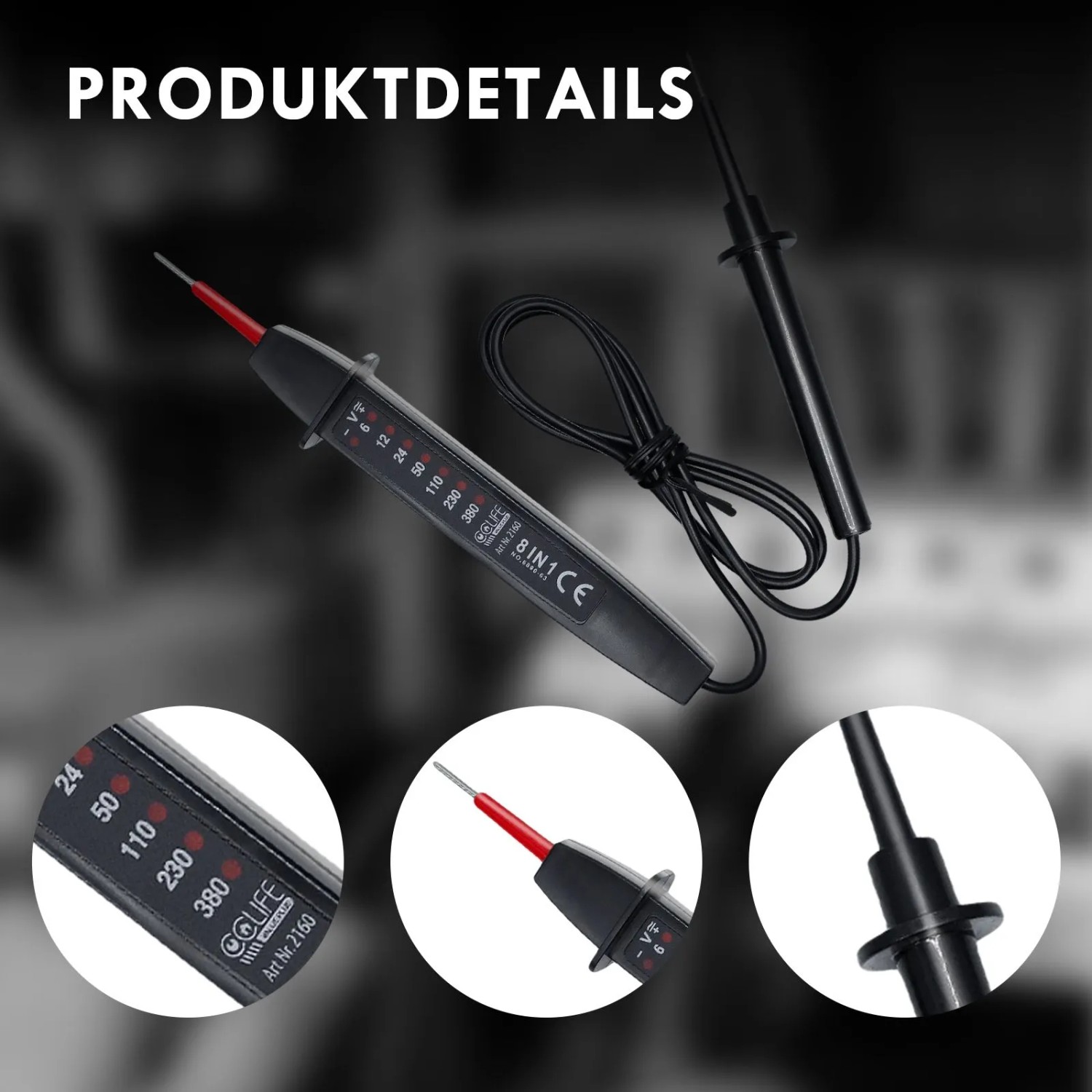 CCLIFE 2poliger Spannungsprüfer 6-380V AC DC LED Anzeige Robuster Phasenprüfer_6