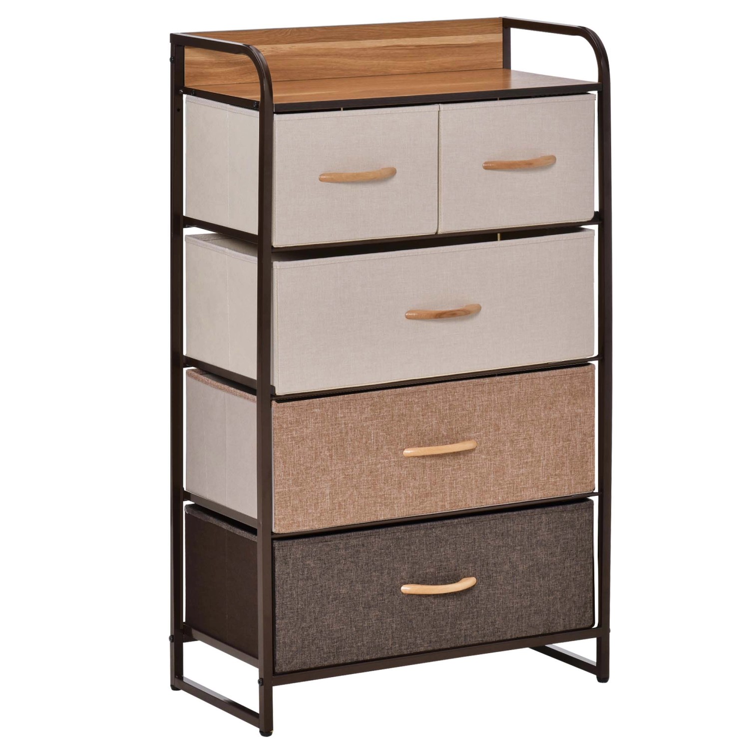 HOMCOM Kommode mit Griff Leinen Stahl Mehrfarbig 58L x 29B x 99H cm günstig online kaufen