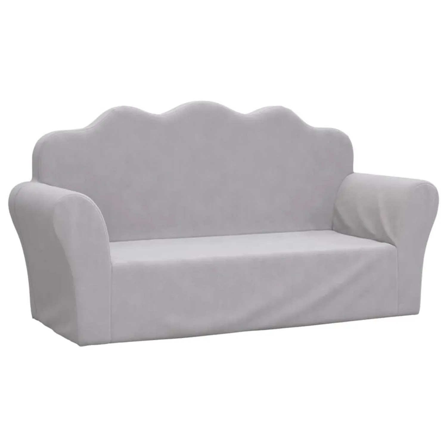 vidaXL Kindersofa 2-Sitzer Hellgrau Weich Plüsch 357047