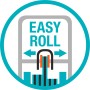 Symbol für Gardena Schlauchwagen CleverRoll M Easy: "Easy Roll" mit Pfeilen für einfaches Aufrollen.