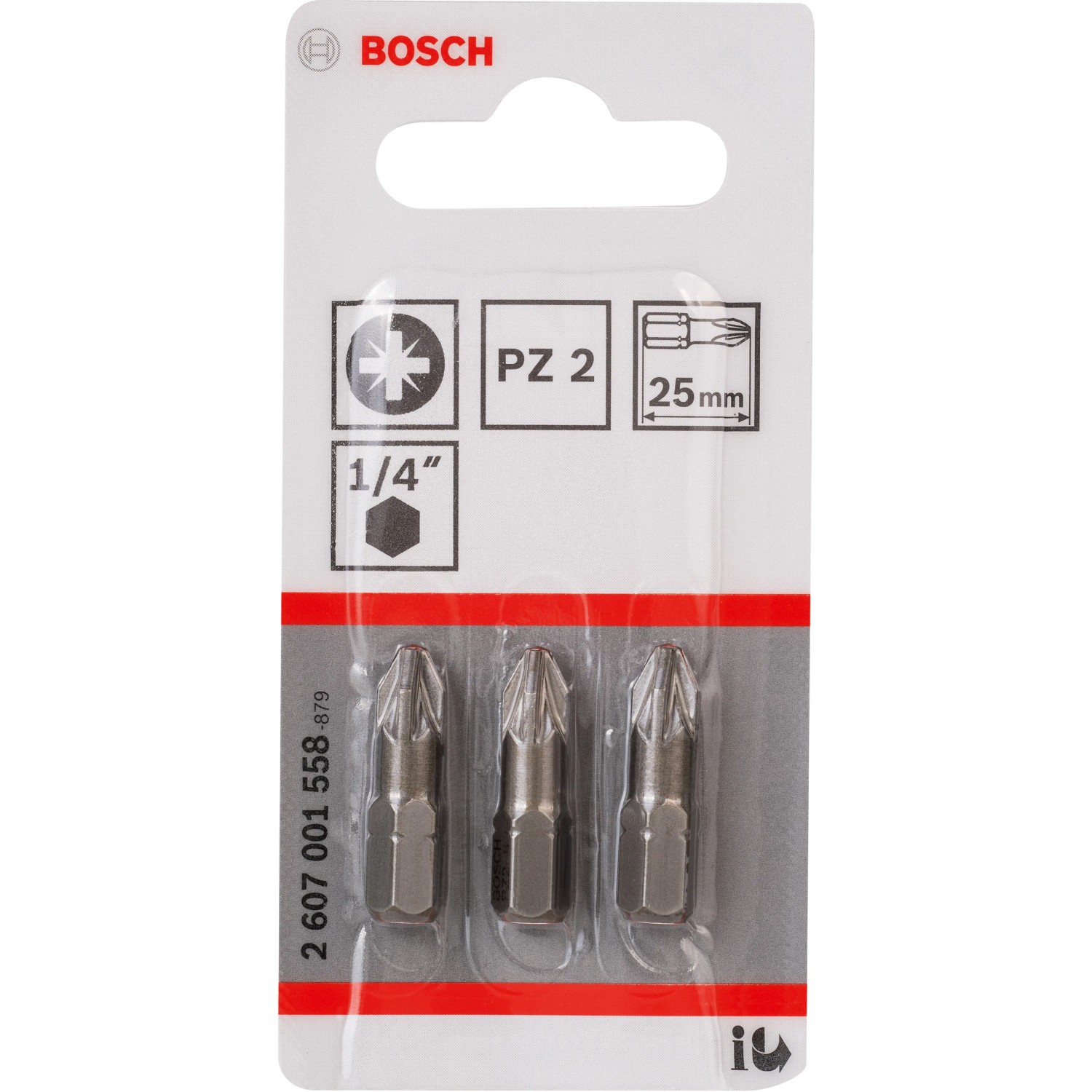 Bosch Kreuzschlitz-Bit Pro PZ2, 3er-Pack, extra hart für Schraubarbeiten.