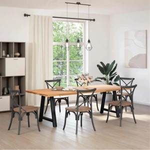 Esstisch mit schwarzen vidaXL A-Form Stahl Tischbeinen, 80x72 cm, im Esszimmer.