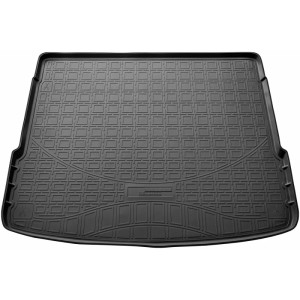Schwarze Gummi Kofferraumwanne für Audi Q5 II (ab 2017) mit hohem Rand.