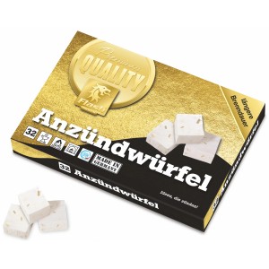 Flash Gold Anzünder, 32 Würfel auf Paraffinbasis, FSC®-zertifiziert, für Grill, Kamin und Ofen.