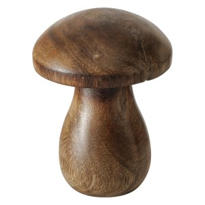 Dunkelbrauner Dekoaufsteller Terjol in Pilzform aus Mango-Holz, 7x6 cm.