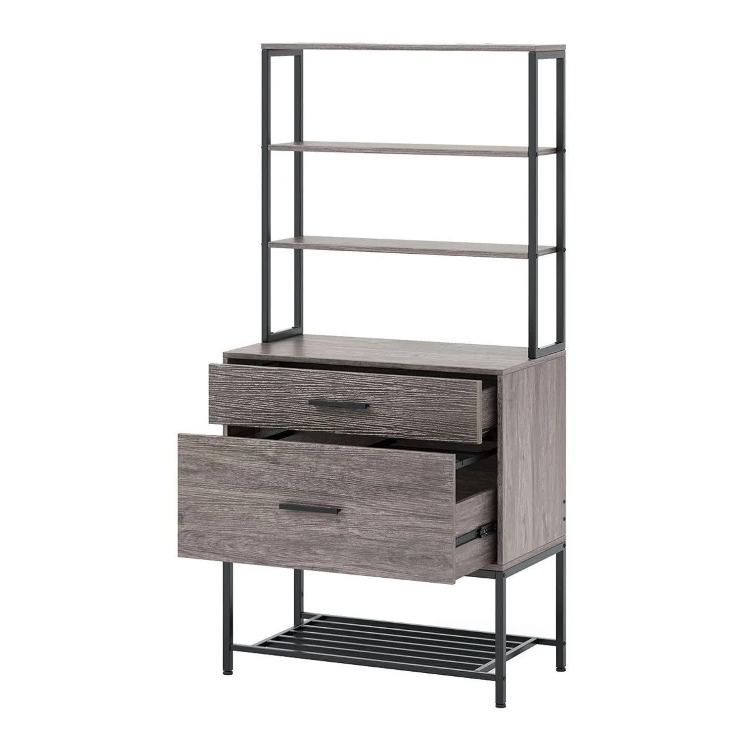 Costway Aktenschrank 3 Regalen 2 Schubladen Grau günstig online kaufen