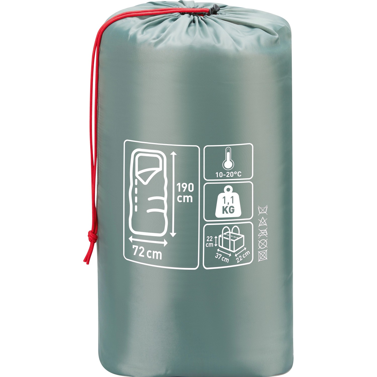 CAMPSITE Schlafsack, 190x72cm, für 10-20°C, verpackt in Tragetasche.