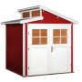 Weka Holz-Gartenhaus 226 in Schwedenrot mit Doppeltür und Pultdach.