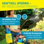 Gloria Prima 3 Drucksprüher im Einsatz: Gelb-blaue Gartenspritze mit Messinglanze für Pflanzenpflege.