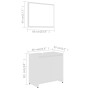 Weißes Badmöbel-Set mit Spiegel und Unterschrank aus Holzwerkstoff.