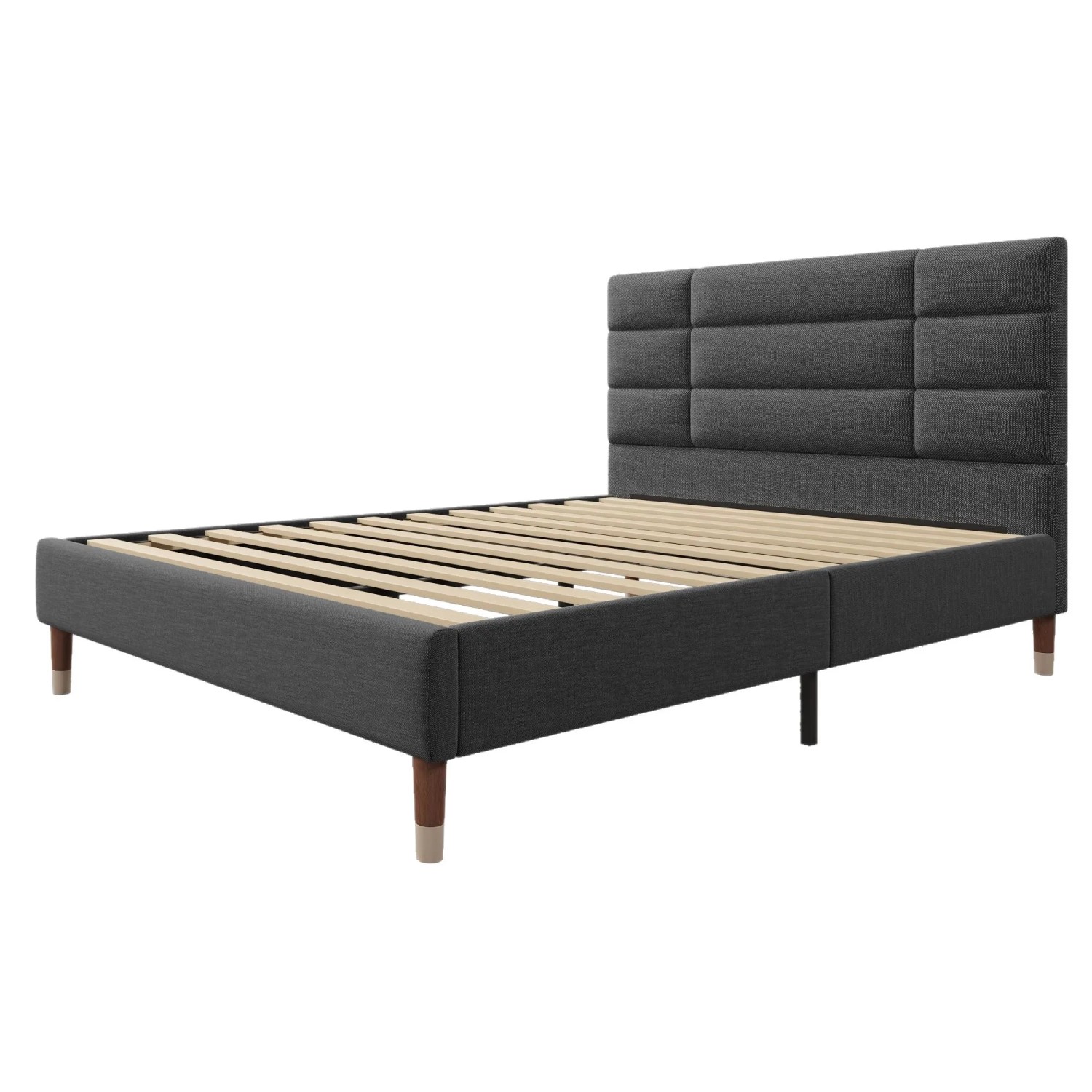okwish Polsterbett 140x200cm mit Lattenrost Kopfteil Erwachsene Grau ohne Matratze