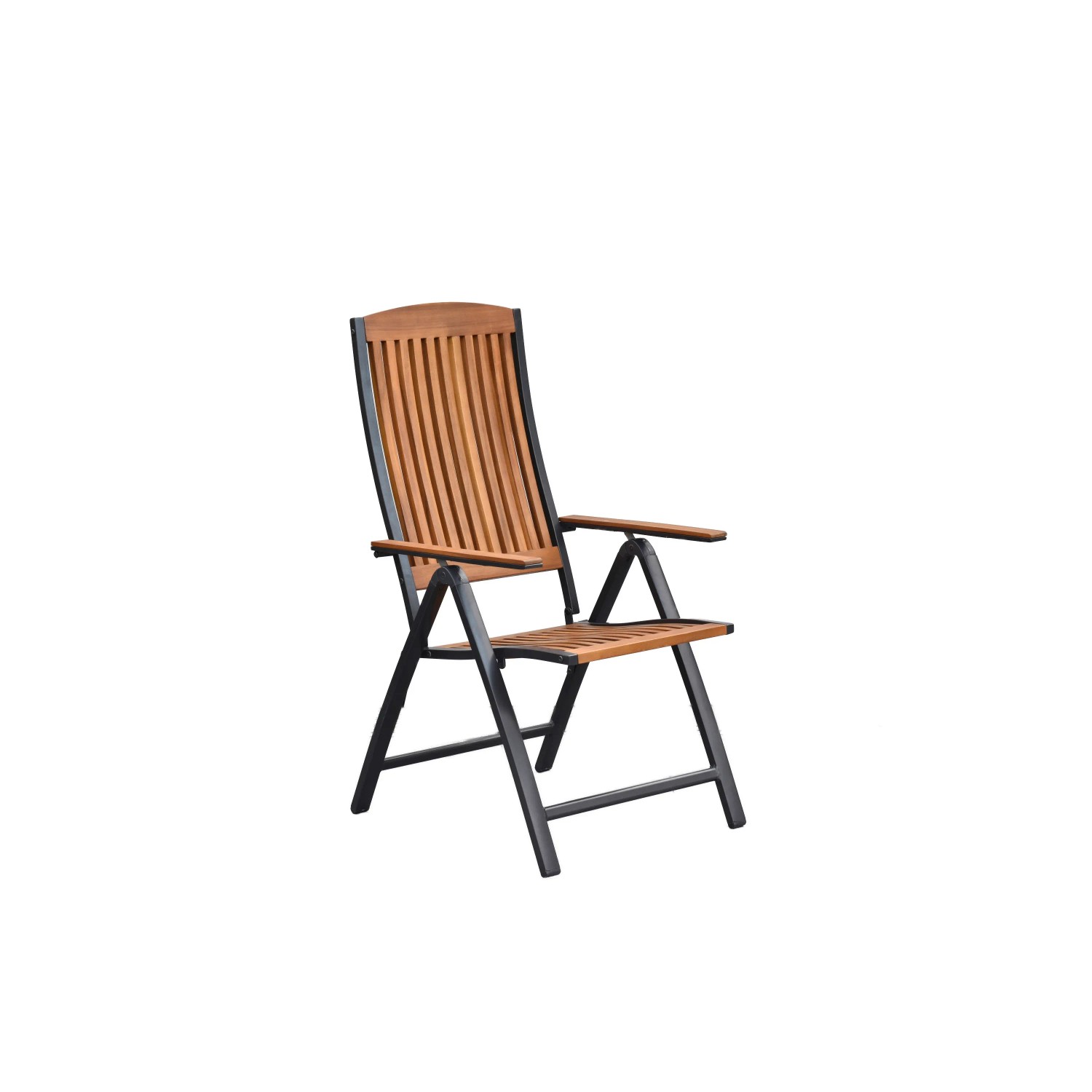 Merxx Athos Klappsessel aus Akazienholz und Aluminium, Teil des 21-tlg. Gartenmöbel-Sets.