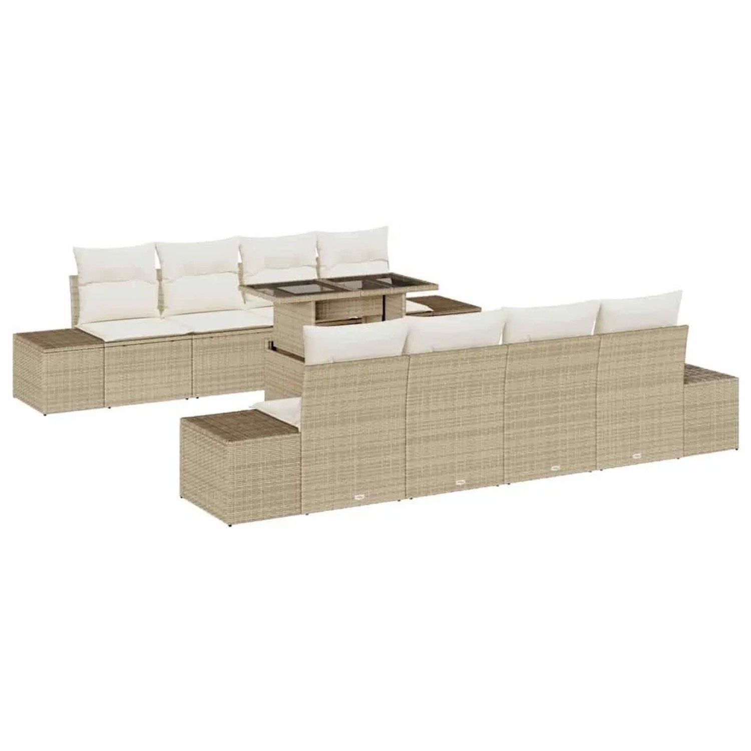 vidaXL Sofa Set mit Kissen 7-Tlg Beige und Creme Poly-Rattan 3349147