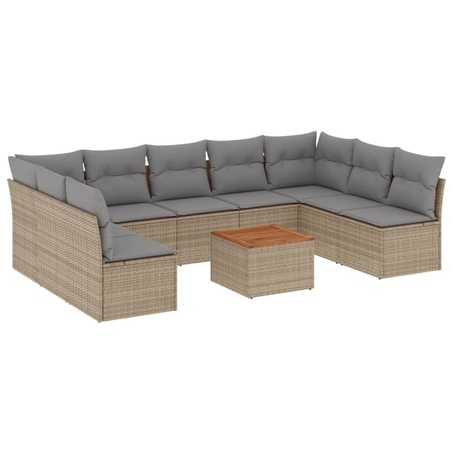 vidaXL 10-Tlg Garten-Sofagarnitur mit Kissen Beige Poly Rattan 3256122 günstig online kaufen